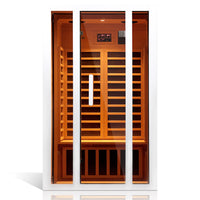 2 Person Extendable FAR Infrared Sauna for Home, Hemlock Wood Low EMF 6 Carbon Heaters Indoor Saunas with LED Lights, Bluetooth Speaker, Digital Control Panel, and Seating Bench