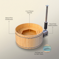 PEWSHTUB Pine Hot Tub and Ice Bath 4-5 Person with Wood-Fired Heater — Lifestyle