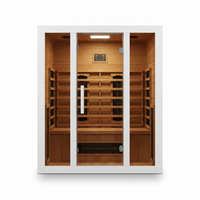 2 Person Extendable FAR Infrared Sauna for Home, Hemlock Wood Low EMF 6 Carbon Heaters Indoor Saunas with LED Lights, Bluetooth Speaker, Digital Control Panel, and Seating Bench — Studio Shot