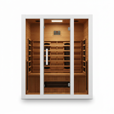 2 Person Extendable FAR Infrared Sauna for Home, Hemlock Wood Low EMF 6 Carbon Heaters Indoor Saunas with LED Lights, Bluetooth Speaker, Digital Control Panel, and Seating Bench