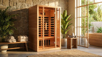 2 Person Extendable FAR Infrared Sauna for Home, Hemlock Wood Low EMF 6 Carbon Heaters Indoor Saunas with LED Lights, Bluetooth Speaker, Digital Control Panel, and Seating Bench — Lifestyle